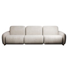 Fluffy Cotton Three-seater sofa Cream velvet handcrafted by Murmurio
