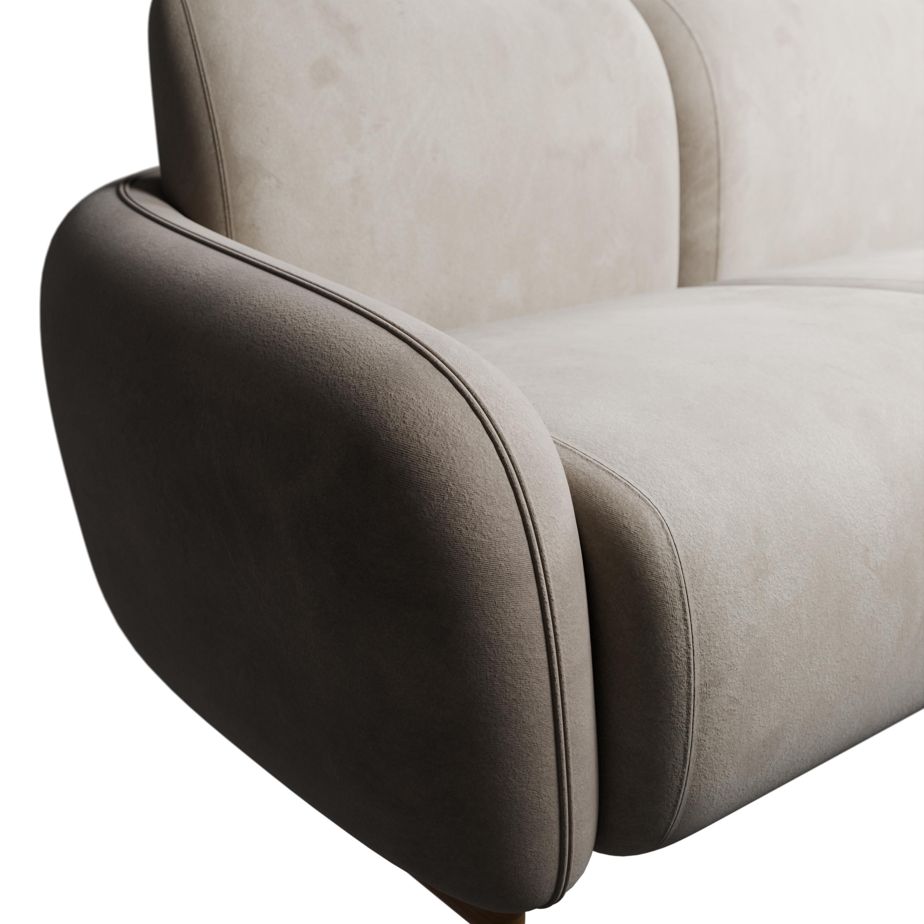 XXI secolo e contemporaneo Fluffy Cotton Divano a tre posti in velluto crema realizzato a mano da Murmurio in vendita