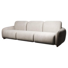 Fluffy Cotton Three-seater sofa Cream velvet handcrafted by Murmurio