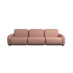Fluffy Cotton Three-seater sofa Nude plain weave fabric handcrafted by Murmurio