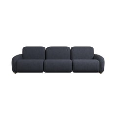 Fluffy Cotton Three-seater sofa with Denim plain fabric handcrafted by Murmurio