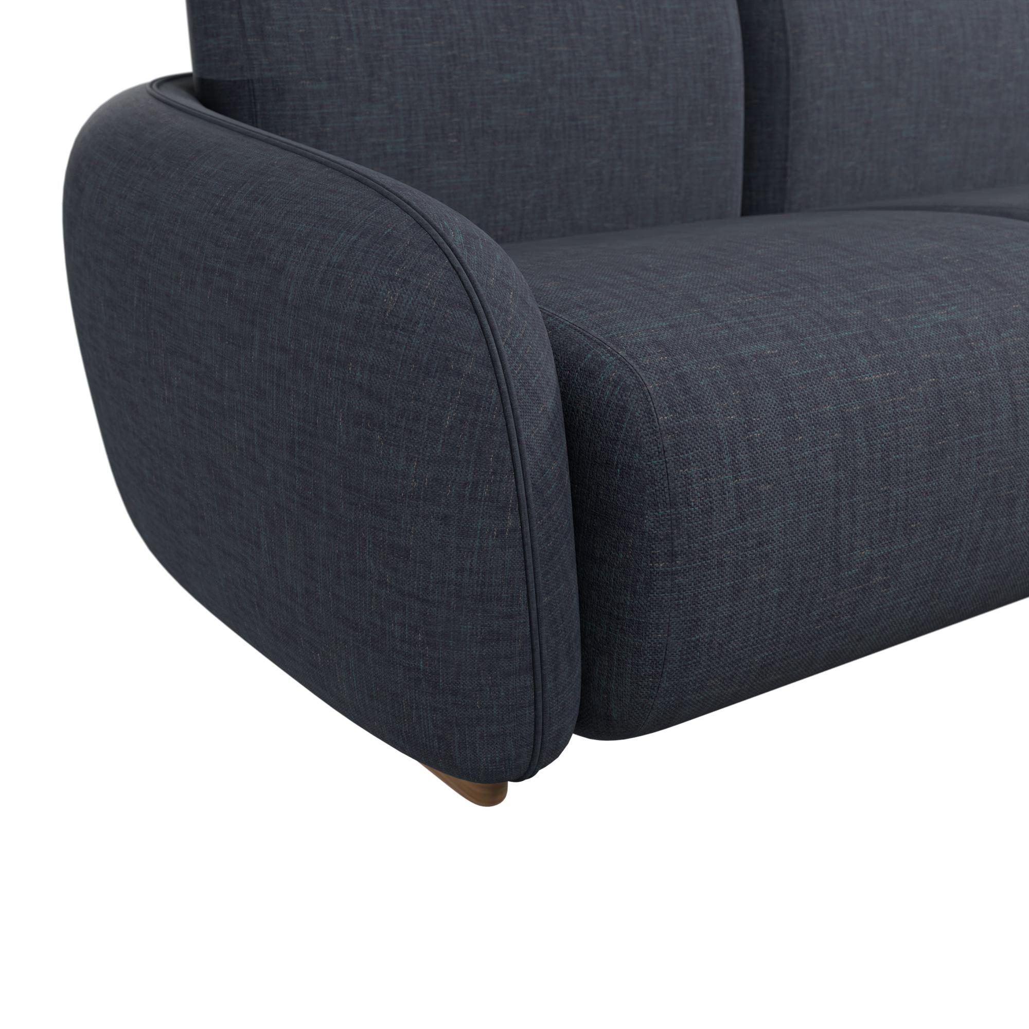 Portugais Canapé trois places en coton moelleux avec tissu uni en jean, fabriqué à la main par Murmurio en vente