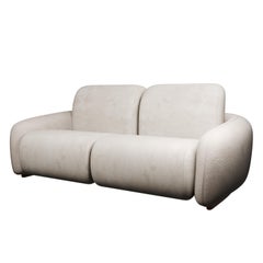 Fluffy Cotton Two-seater sofa Cream velvet handcrafted by Murmurio