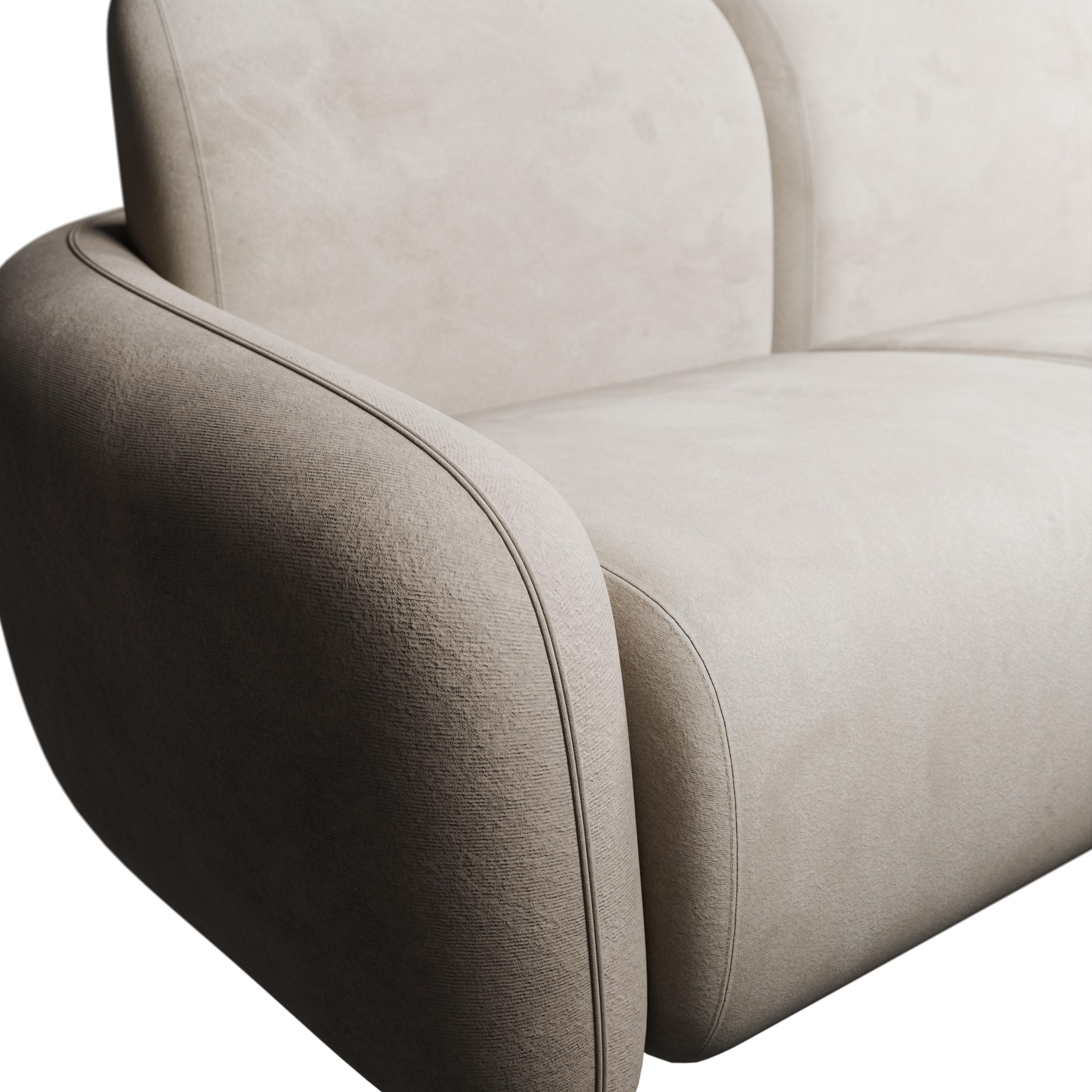 XXIe siècle et contemporain Canapé deux places en coton moelleux velours crème fabriqué à la main par Murmurio en vente