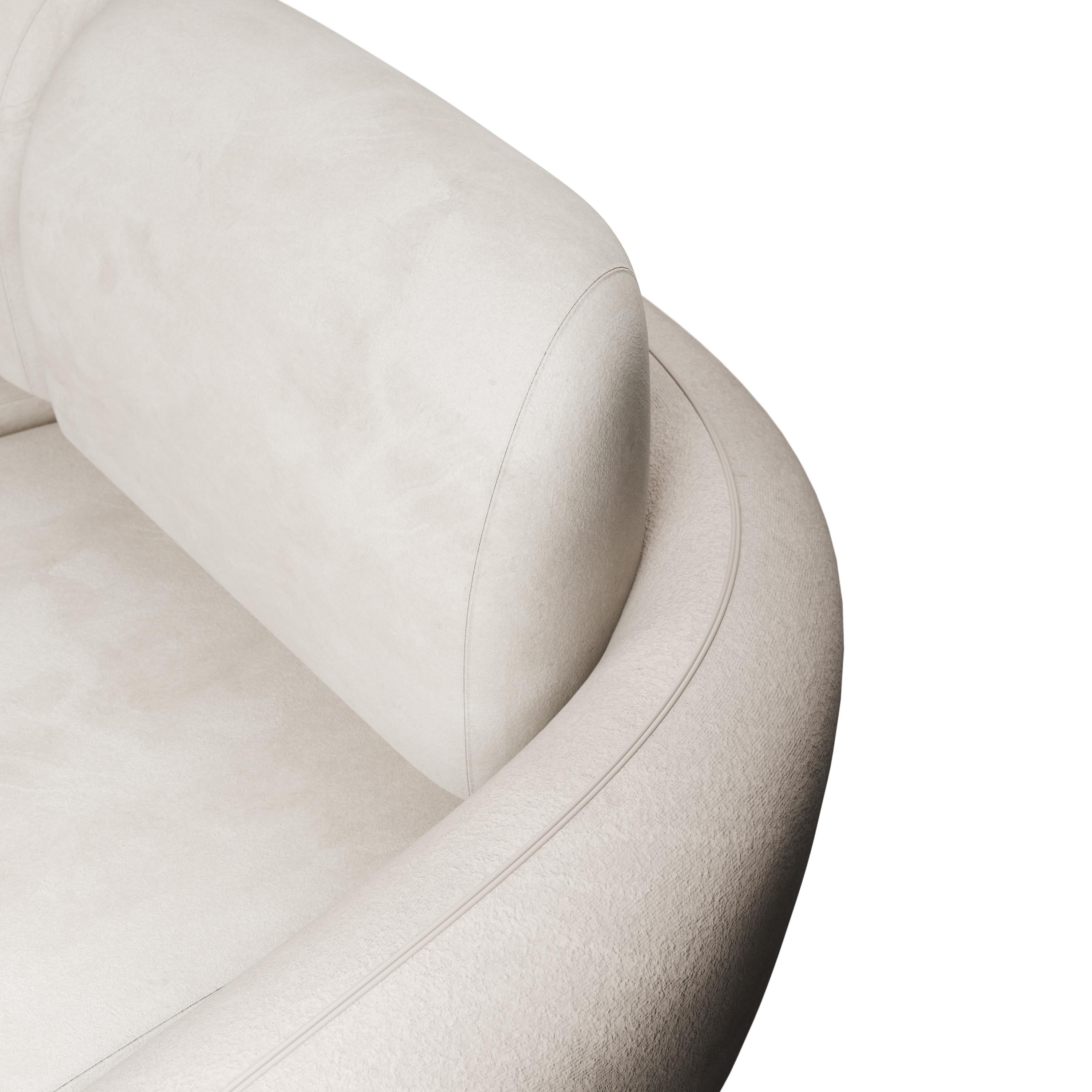 Tissu Canapé deux places en coton moelleux velours crème fabriqué à la main par Murmurio en vente