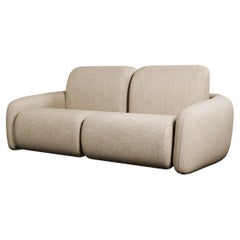 Fluffy Cotton Two-seater sofa with Beige plain weave handcrafted by Murmurio
