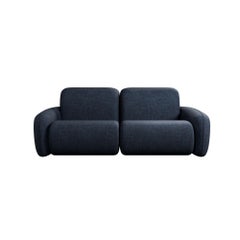 Fluffy Cotton Two-seater sofa with Denim plain fabric handcrafted by Murmurio