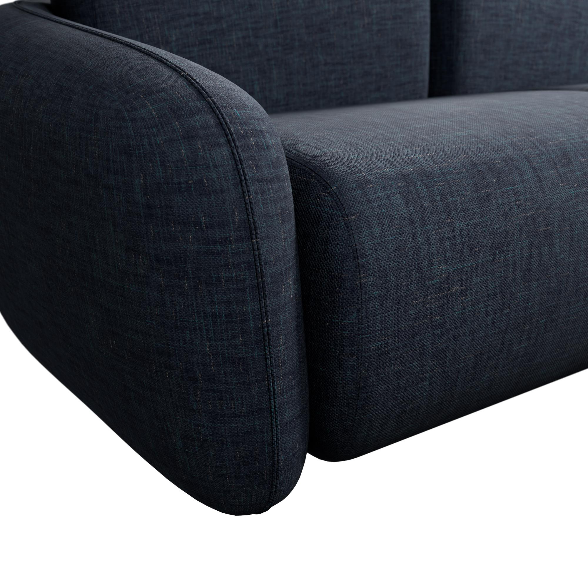 Portuguese Fluffy Cotton Two-seater sofa with Denim plain fabric handcrafted by Murmurio For Sale