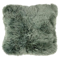 Fluffy Pillow Sheepskin, Eucalyptus Green 20x20"