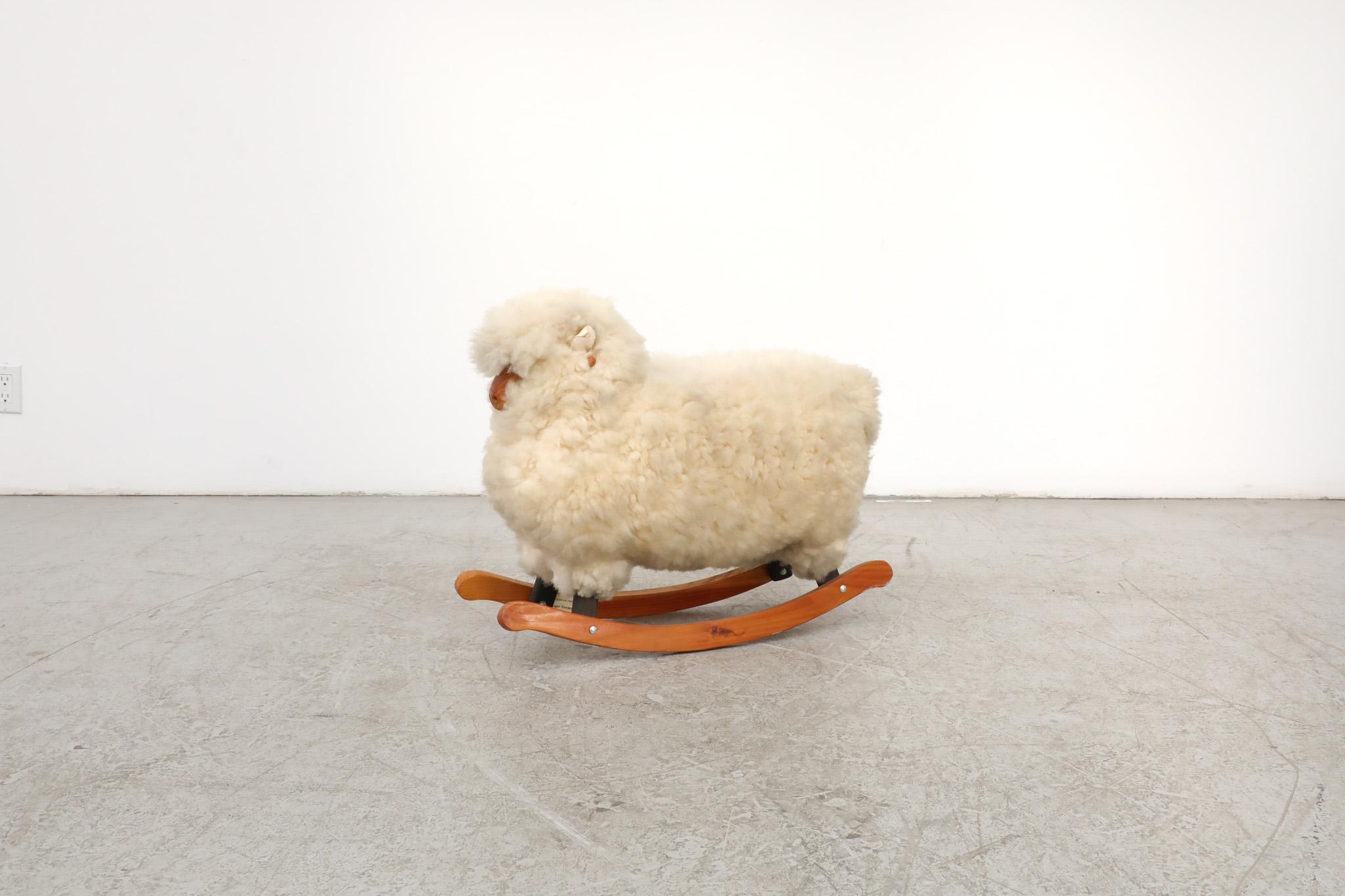 Mid-Century Modern Fluffy White Rocking Sheep by Roger Newman, 1960s