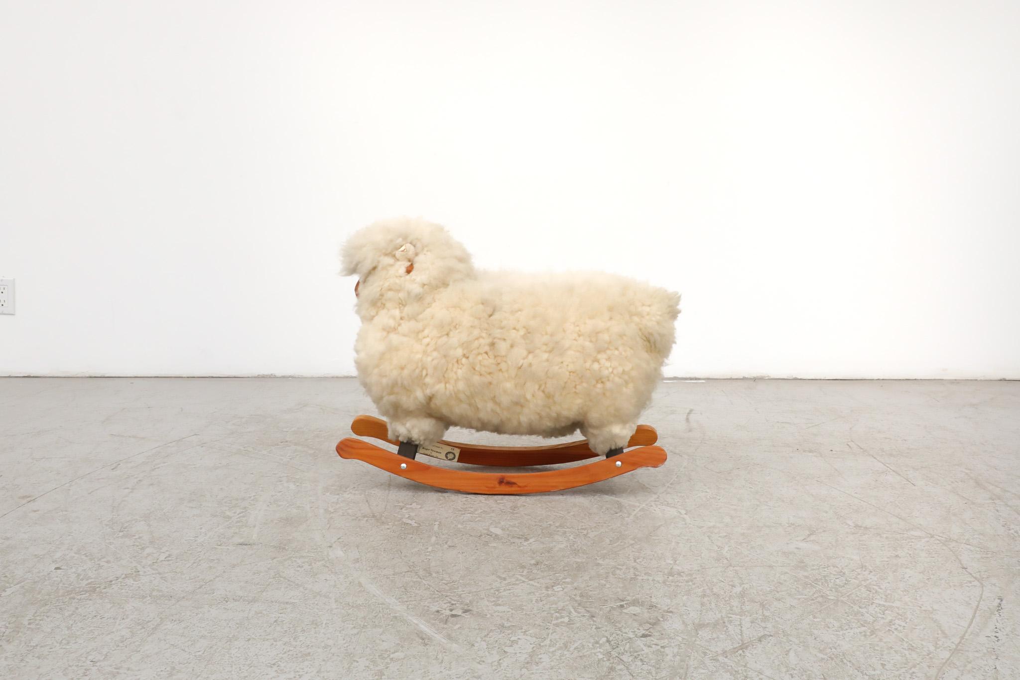 English Fluffy White Rocking Sheep by Roger Newman, 1960s