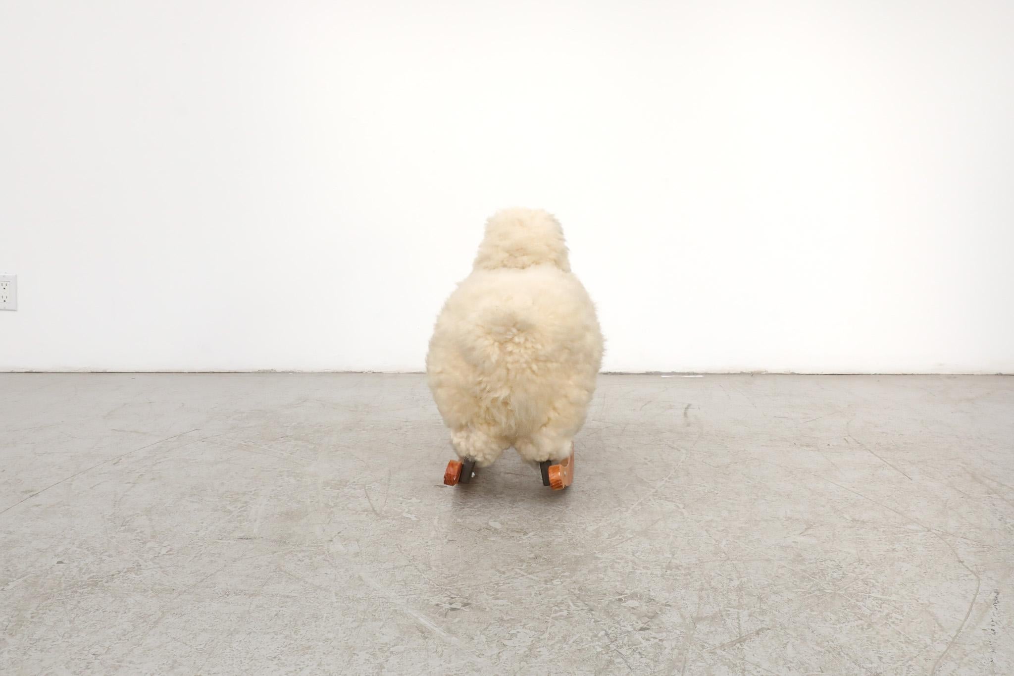 Mid-20th Century Fluffy White Rocking Sheep by Roger Newman, 1960s