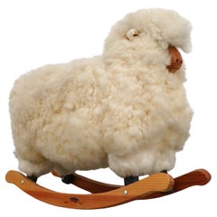 Retro Fluffy White Rocking Sheep by Roger Newman, 1960s