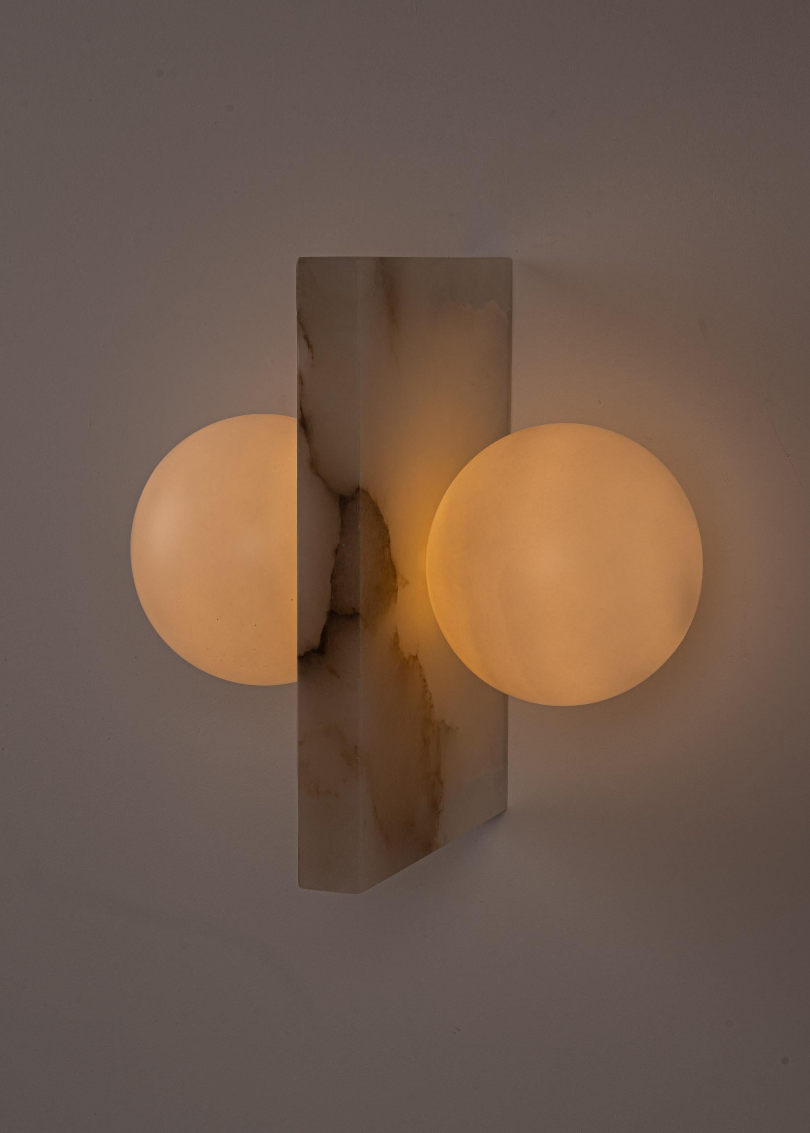 Spanish Fluji White Alabaster Wall Sconce by Simone & Marcel For Sale