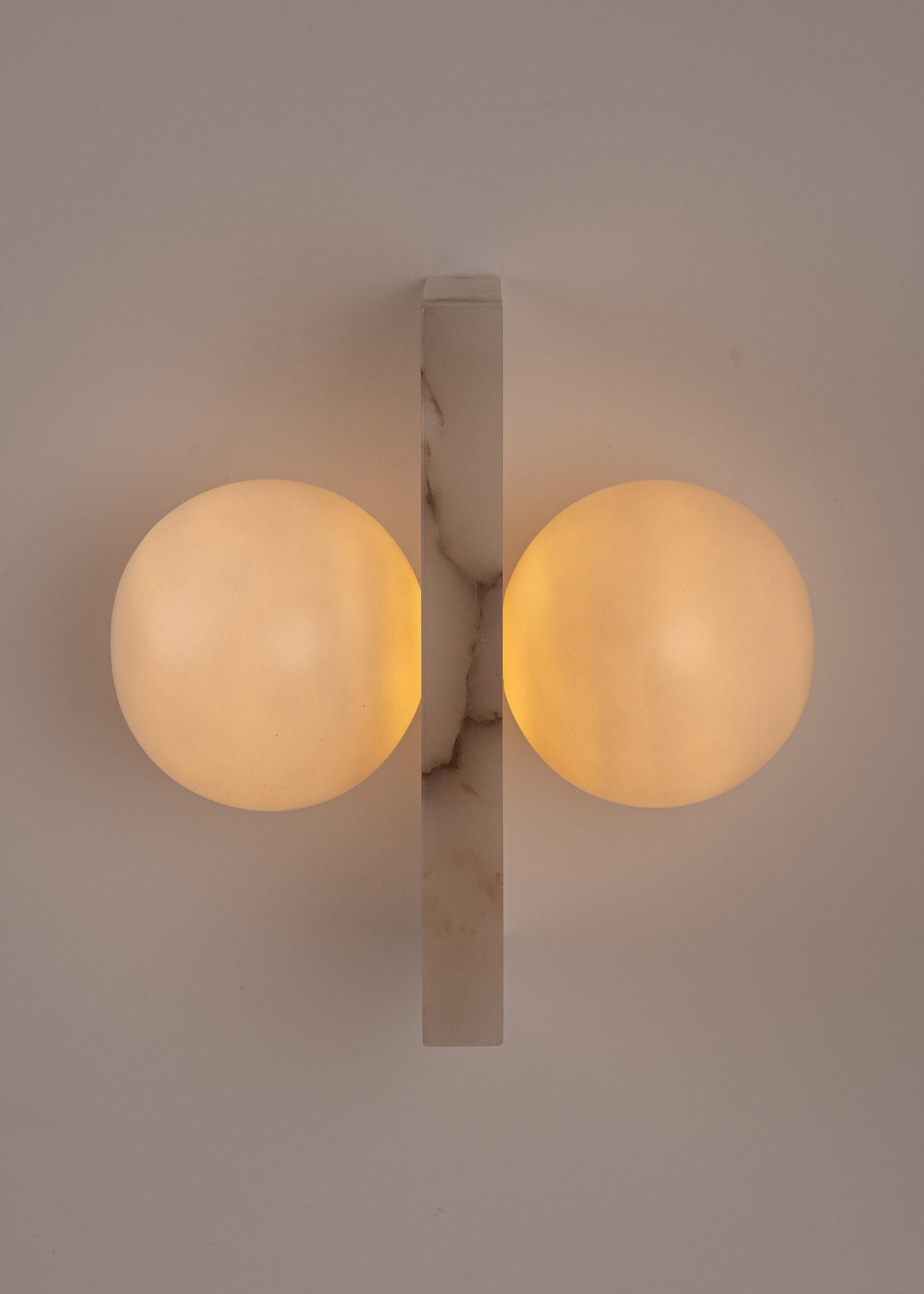 Other Fluji White Alabaster Wall Sconce by Simone & Marcel For Sale