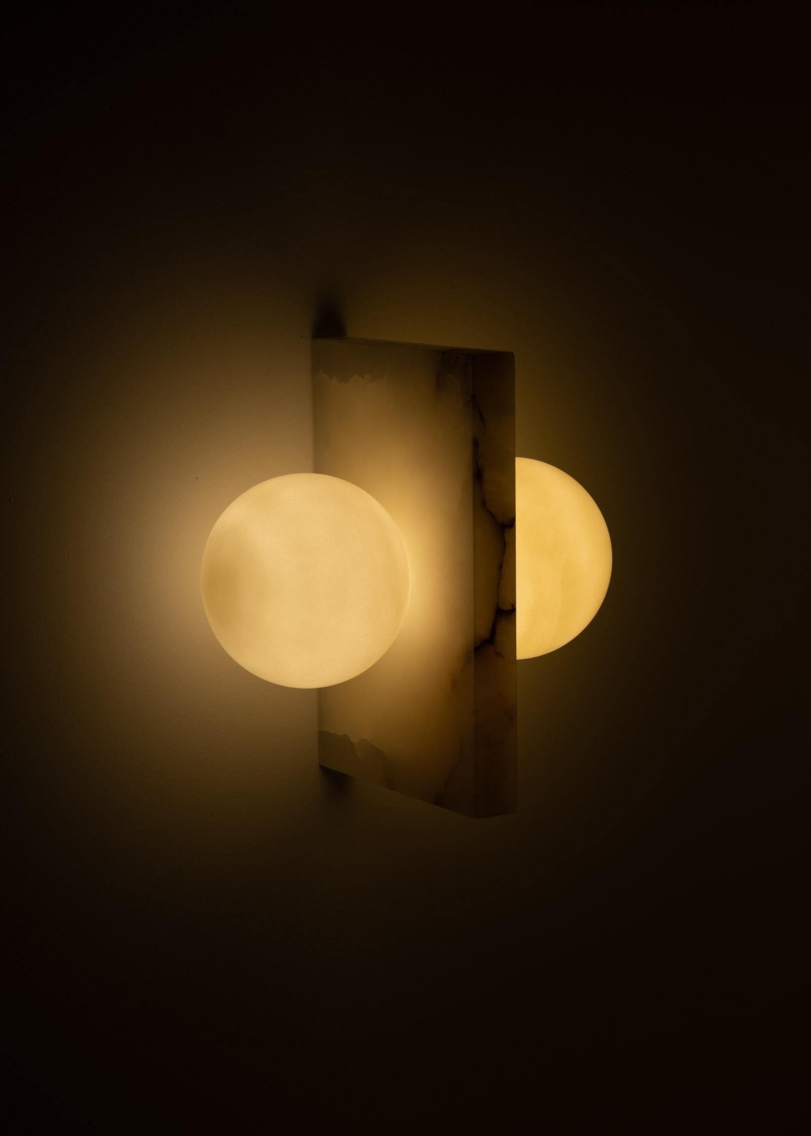Contemporary Fluji White Alabaster Wall Sconce by Simone & Marcel For Sale