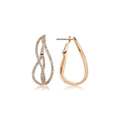 Fluido de oro de 18 quilates Pendientes Colgantes con Diamantes Blancos