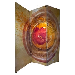 "Fluid Art" Double-Sized Three Leaves Screen on Aluminium, France 1965.