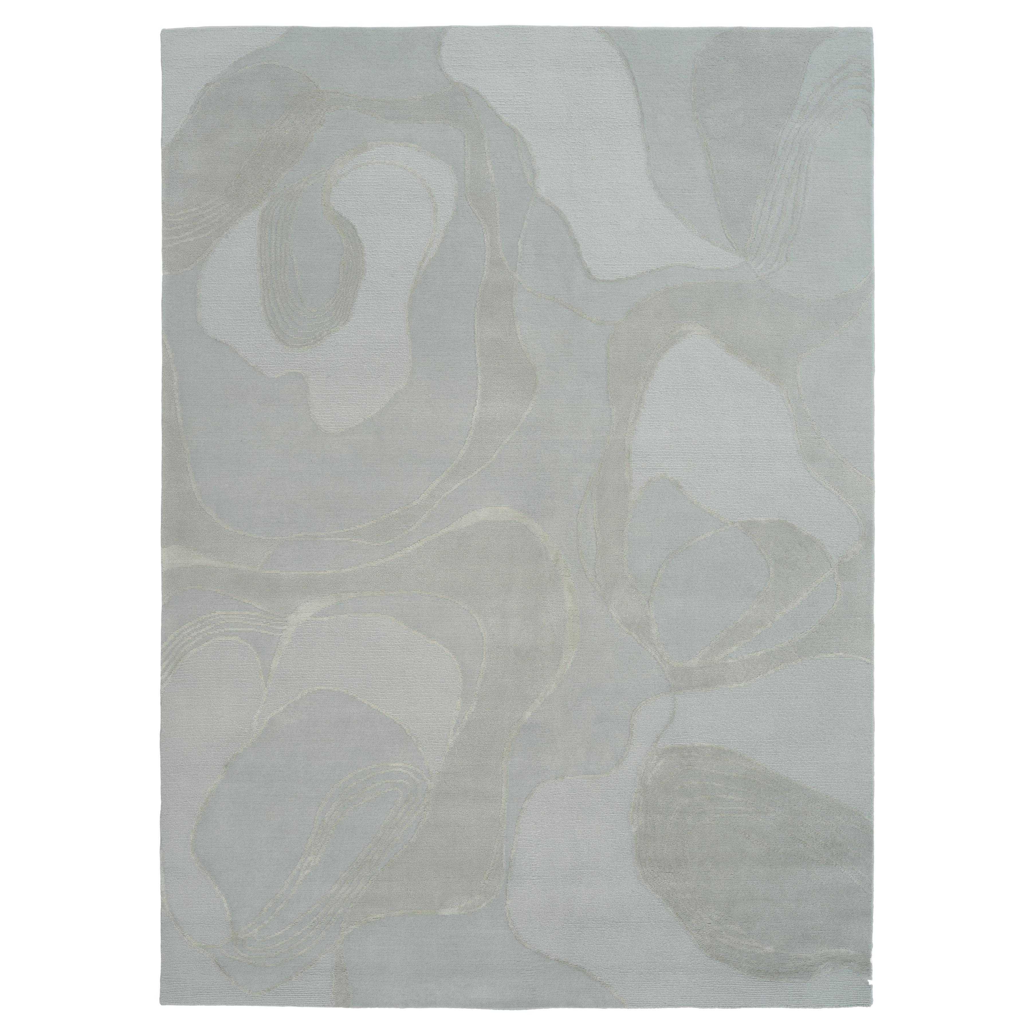 Contemporary 'Fluid Fossil' Handmade Rug by Linie Design, Watertopia, 205 cm, Wool For Sale