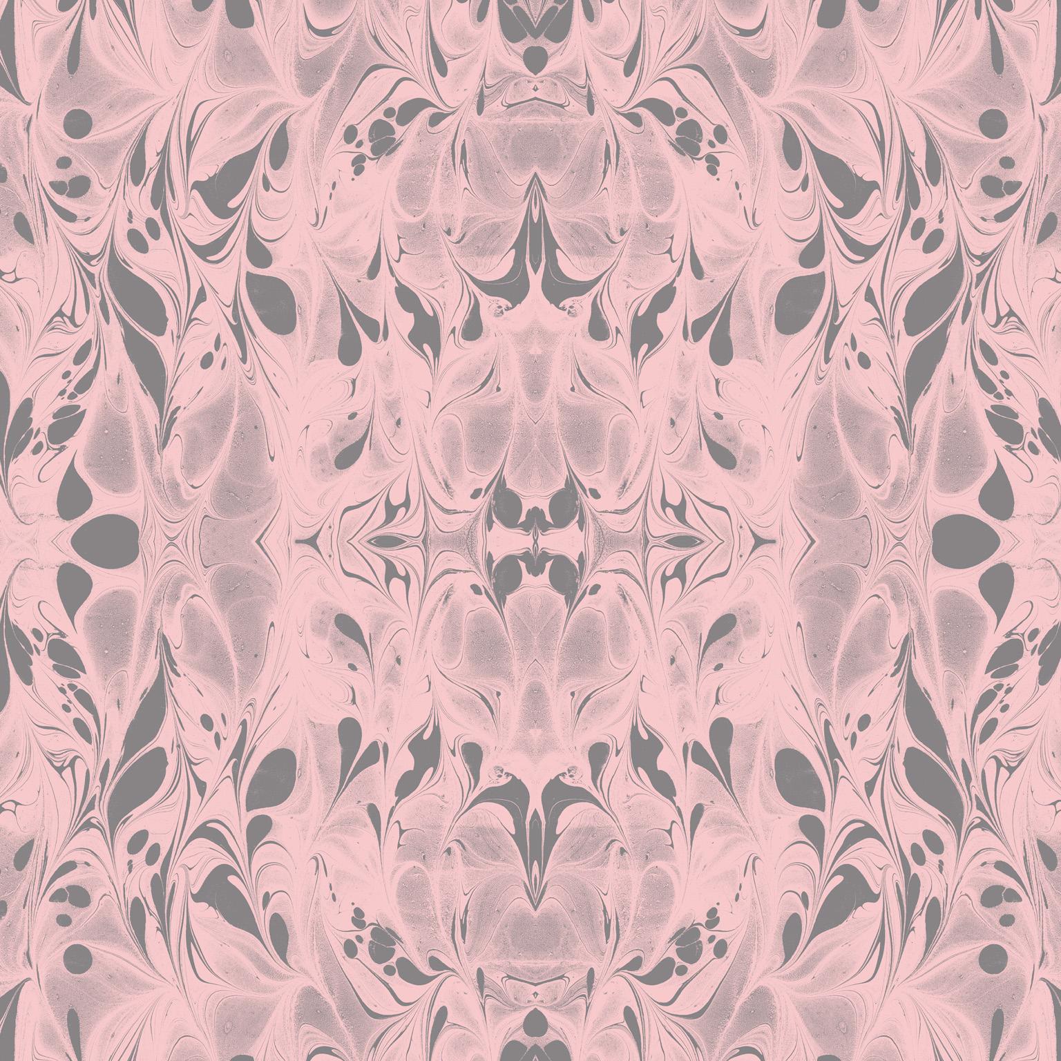 "Fluid" Marbleized Pattern in Rose Quartz Color-Way, on Smooth Paper For Sale