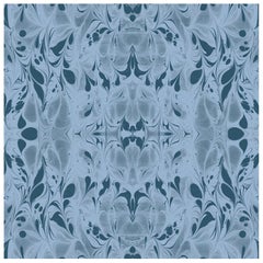 "Fluid" Marbleized Pattern in Water Color-Way on Smooth Paper