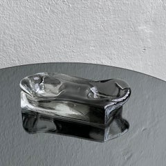 Fluid Murano sculpture, centerpiece, decorative object in grey glass, signed