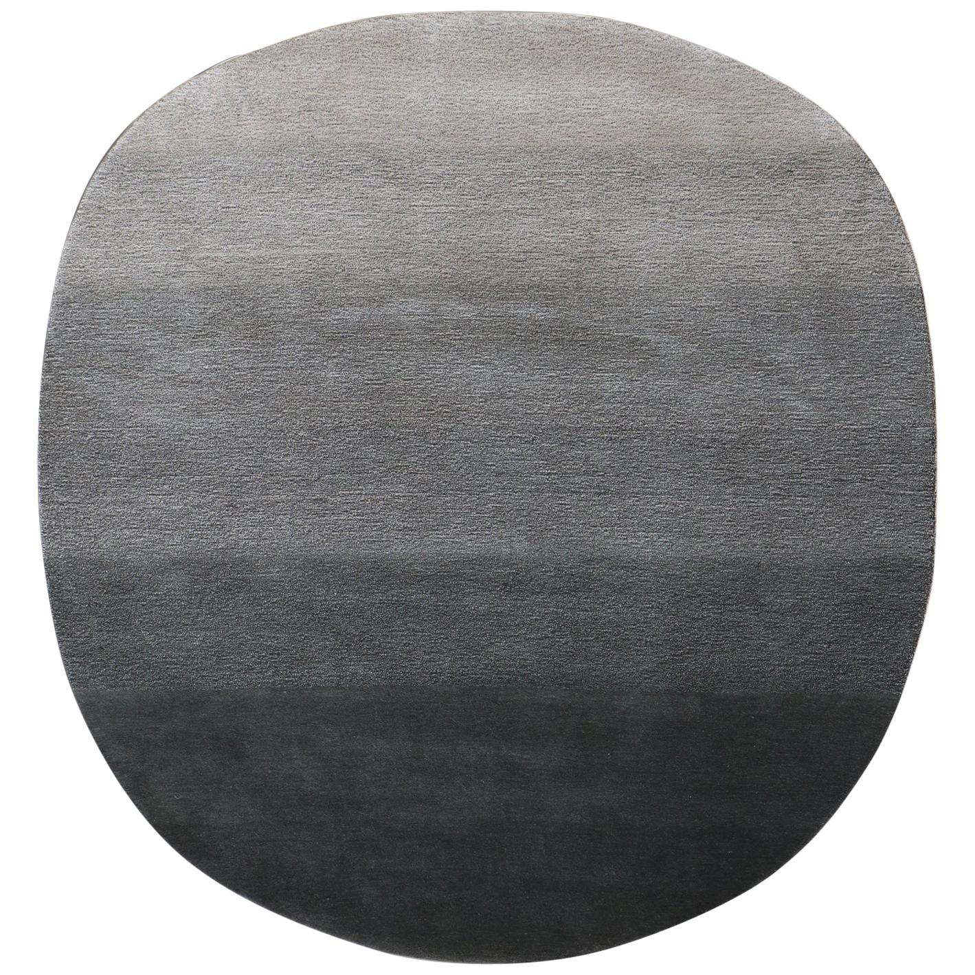 Contemporary Organic Shape Gray Beige Wool Rug by Deanna Comellini 190x200 cm