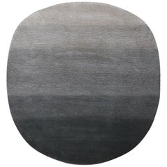 Contemporary Organic Shape Gray Beige Wool Rug by Deanna Comellini 190x200 cm