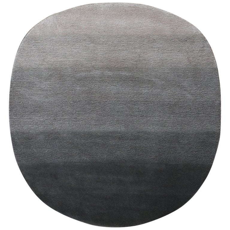 Contemporary Organic Shape Gray Beige Wool Rug by Deanna Comellini 190x200 cm For Sale