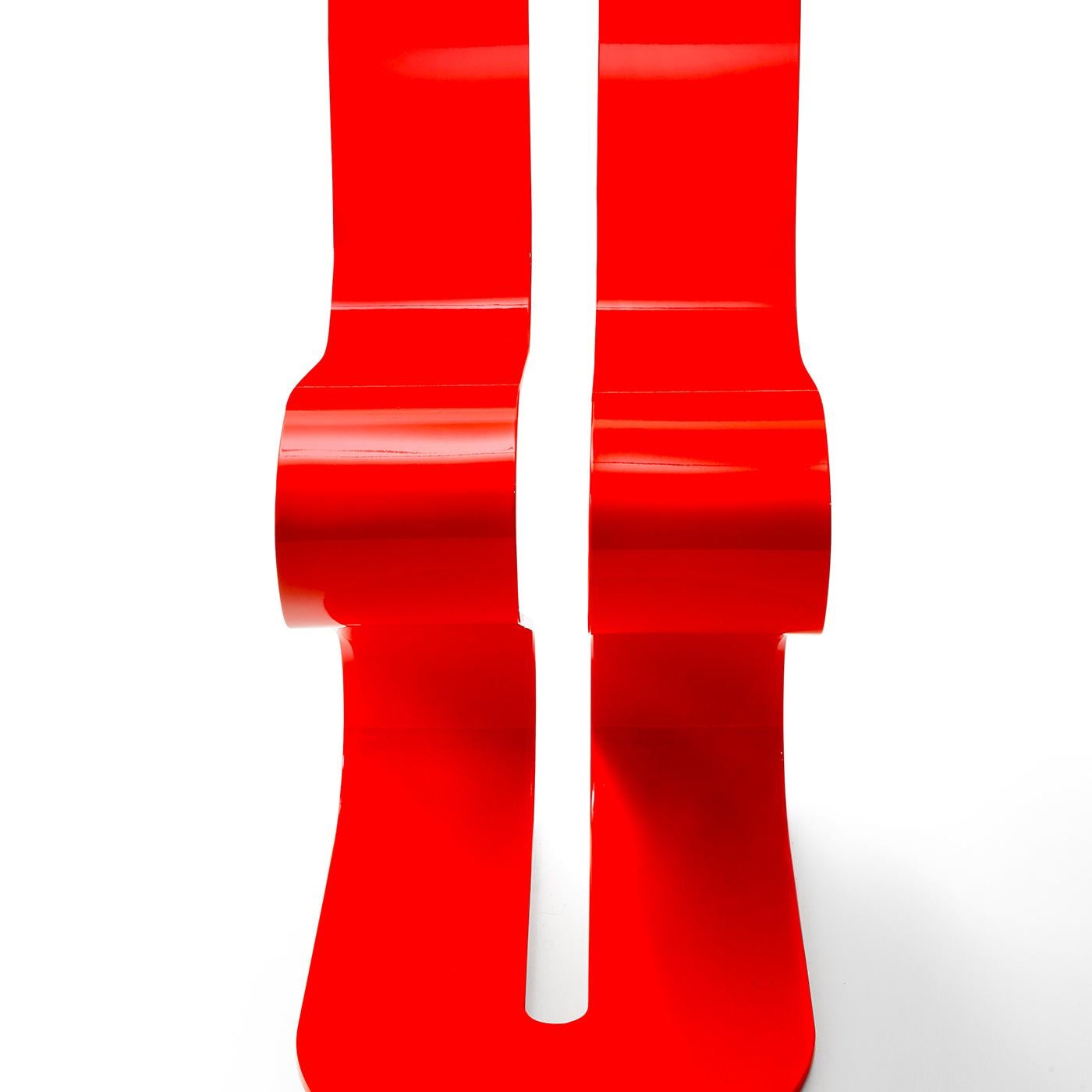 Italian Fluid Ribbon Red Chair by Michael D'Amato