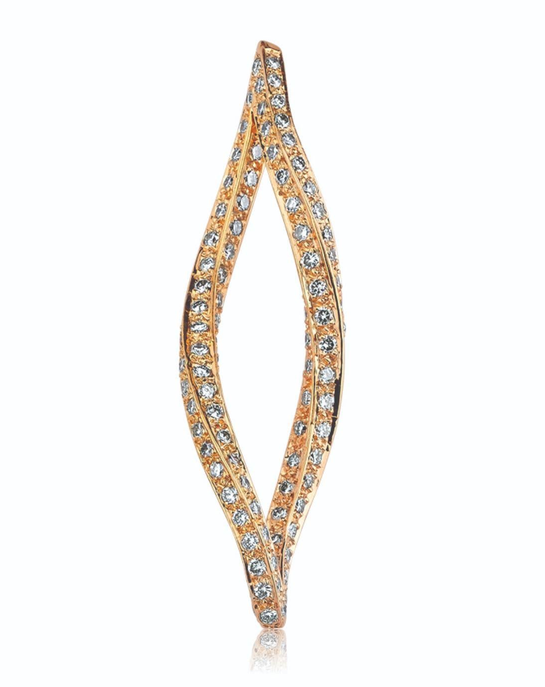 Contemporary Fluid Shaped 18 K Rose Gold Diamond Necklace For Sale