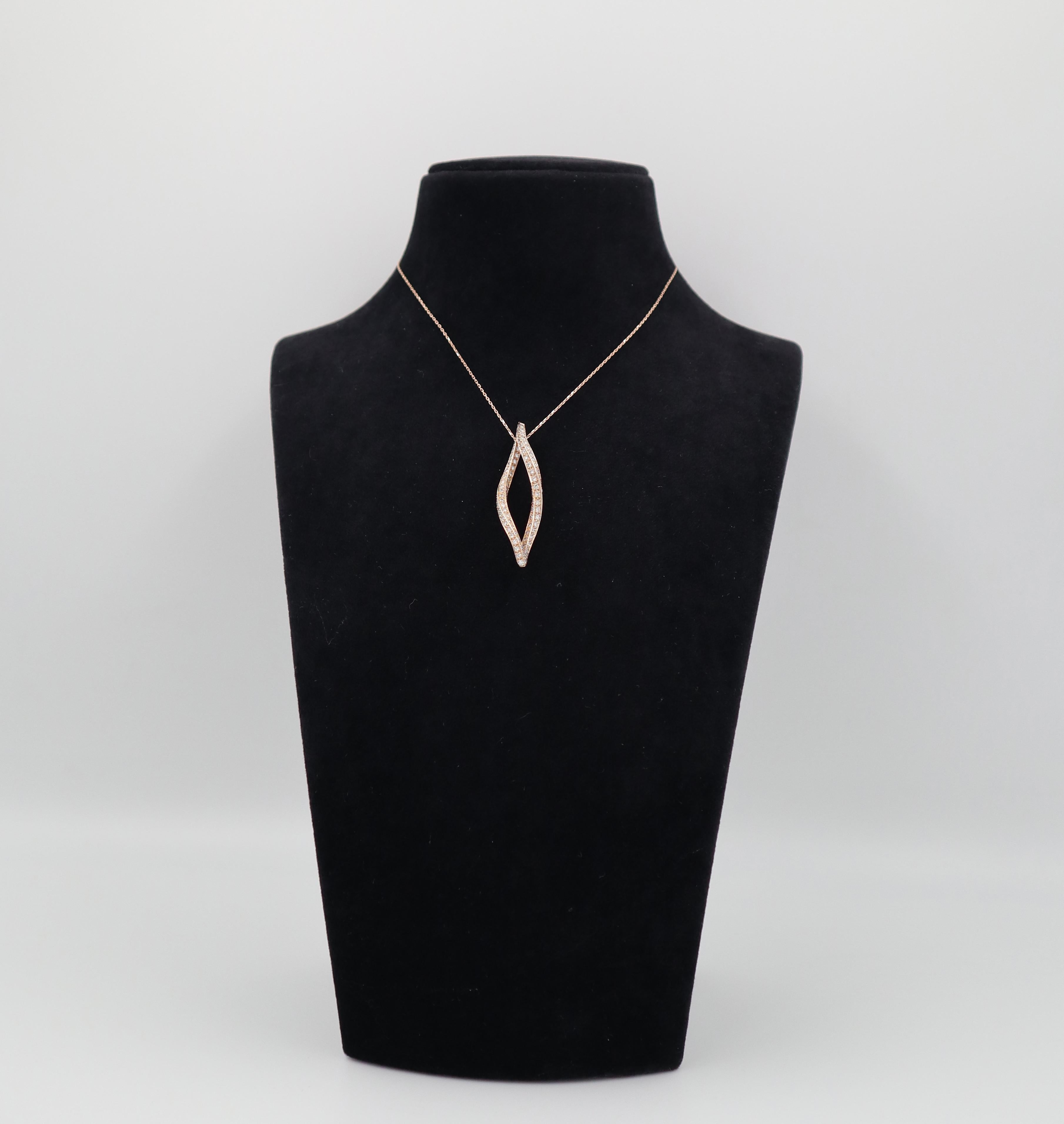 Fluid Shaped 18 K Rose Gold Diamond Necklace In New Condition For Sale In ISTANBUL, TR