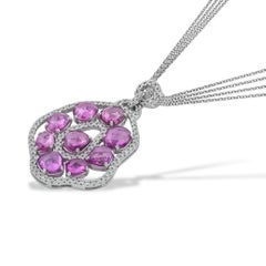 Fluid Silhouette Organic Shapes Oval Pink Sapphire Diamond Gold Pendant Necklace