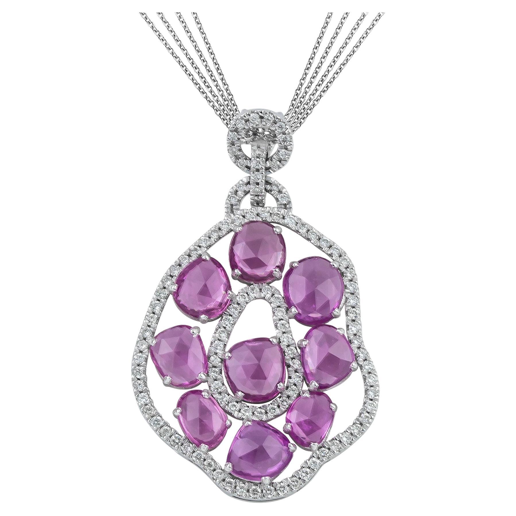 Fluid Silhouette Oval Pink Sapphire Pendant Necklace