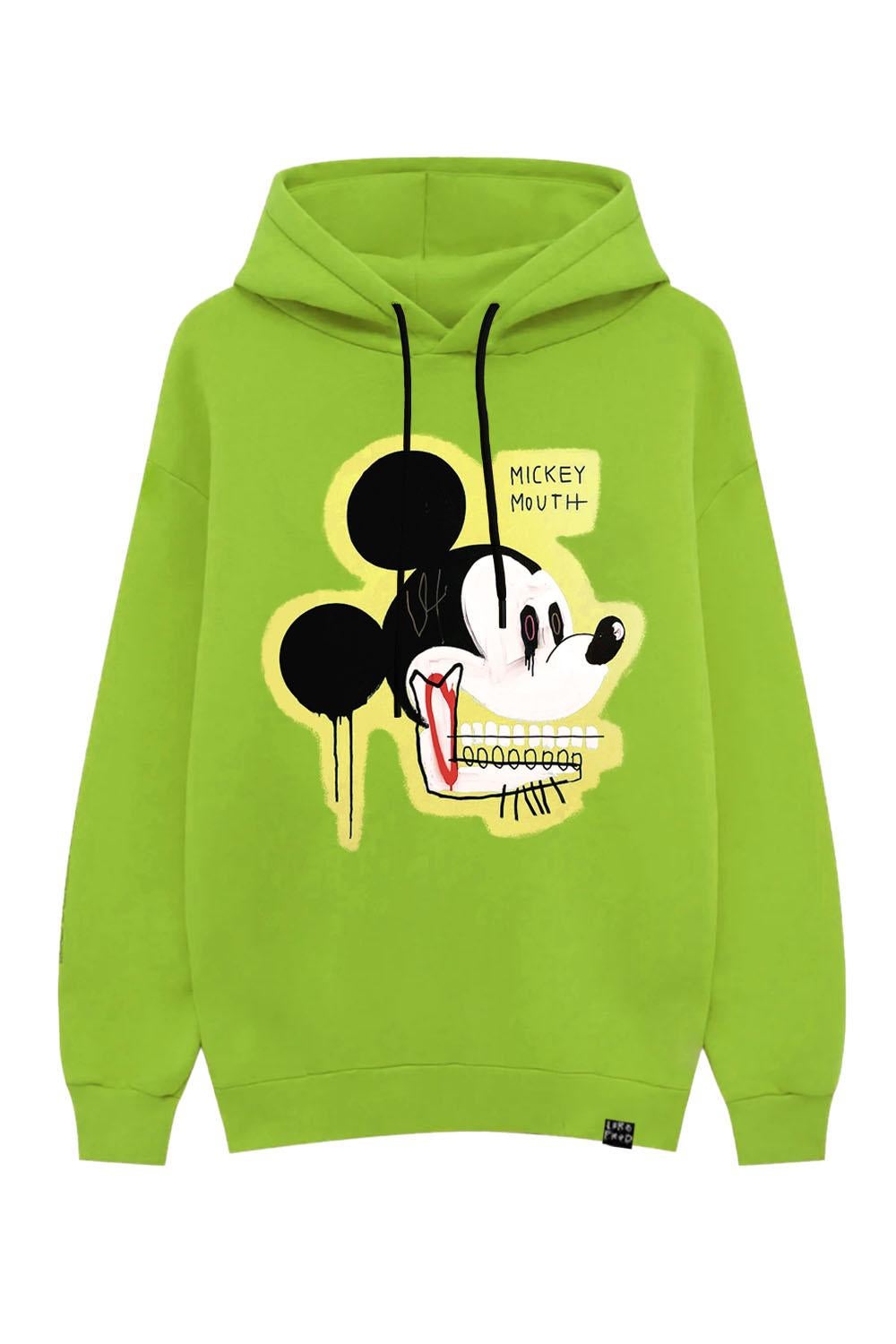 Women's or Men's Fluo Green cotton Mickey Mouth sweater
