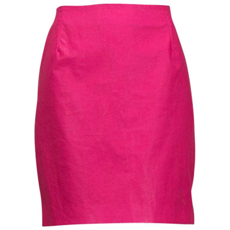Fuchsia silk high end faux wrap skirt Size ML.