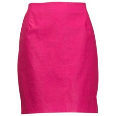 Versace Barbiecore Hot Pink Waxed Vegan Leather Mini Skirt - M, 1990s