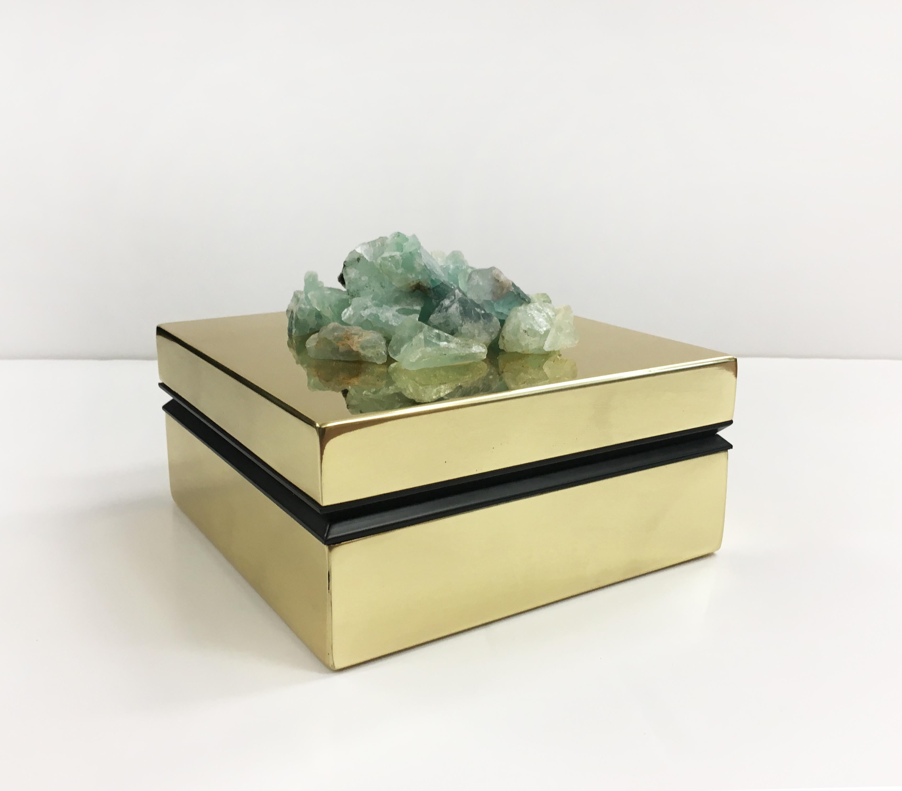 Stunning brass jewel box by Umberto Cinelli, Italy, 2018. 

This awesome piece is handcrafted by our Italian artisans and each is one-of-a-kind due to the natural semi-precious stones and minerals used. 
A statement piece that will enhance every