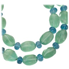 Sorab & Roshi Fluorite Bead Necklace with Faceted Blue Topaz Bead Accent