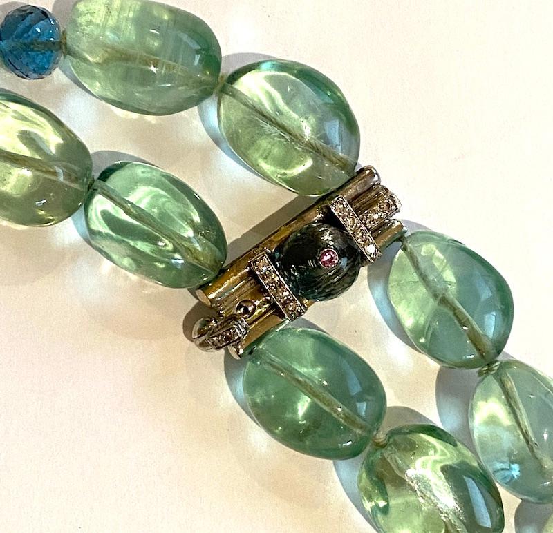Sorab & Roshi Fluorite Bead Necklace with Faceted Blue Topaz Bead Accent In New Condition For Sale In Greenwich, CT