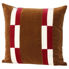 Fluorite Brown and Rubi Velvet Deluxe Handmade Decorative Pillow
