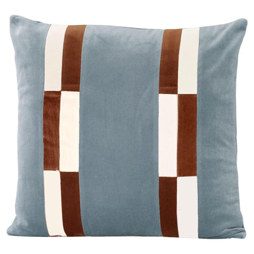 Fluorite Cloudy Blue Velvet Deluxe Handmade Decorative Pillow