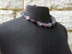 Fluorite Necklace With Vintage German Glass Scarab Clasp