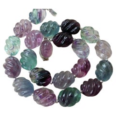 Fluorite Necklace With Vintage German Glass Scarab Clasp