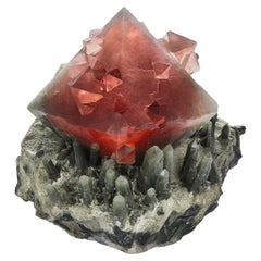 Fluorite sur quartz de Hedenbergite, mine de Huanggang, Mongolie intérieure, Chine