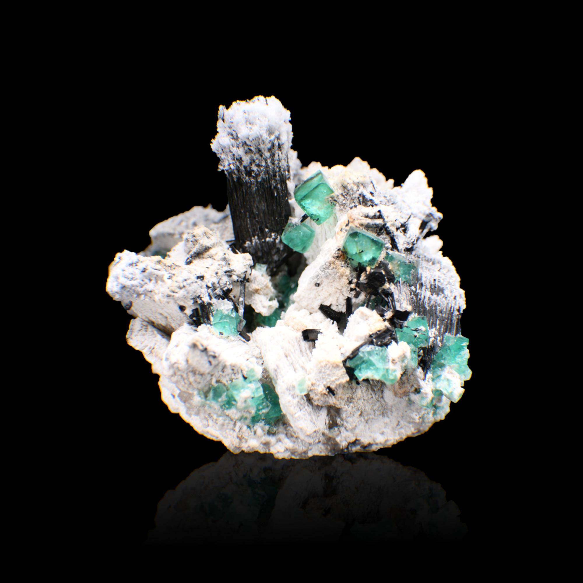Contemporary Fluorite, Tourmaline, and Opal on Feldspar From Erongo, Namibia For Sale