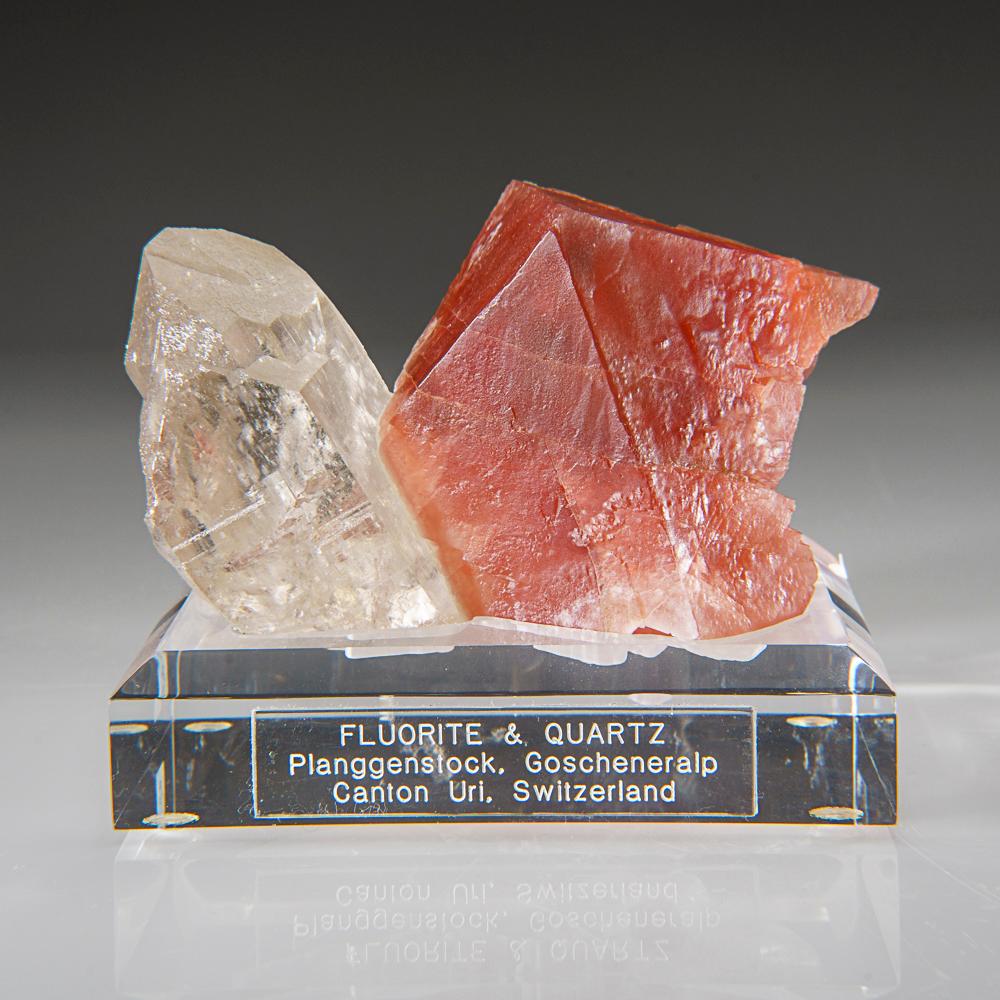Swiss Fluorite with Quartz from Planggenstock by Strausee, Goschenen, Switzerland For Sale