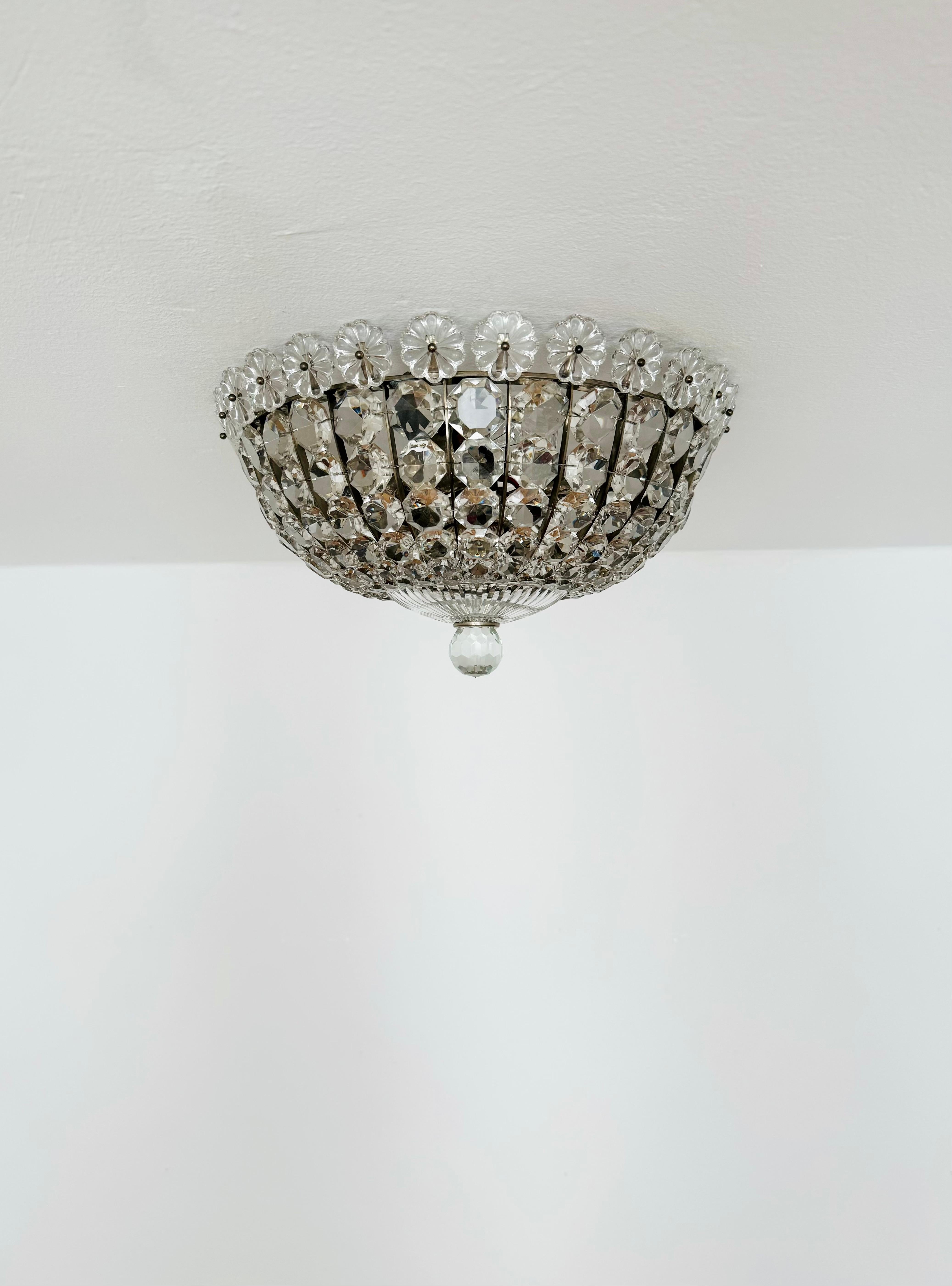 Hollywood Regency Flush Chandelier by Bakalowits For Sale