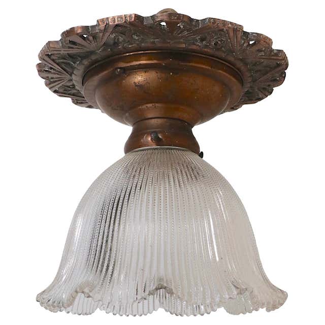 Genet and Michon, Art Deco Alabaster and Silvered Bronze Flush Mount, c ...