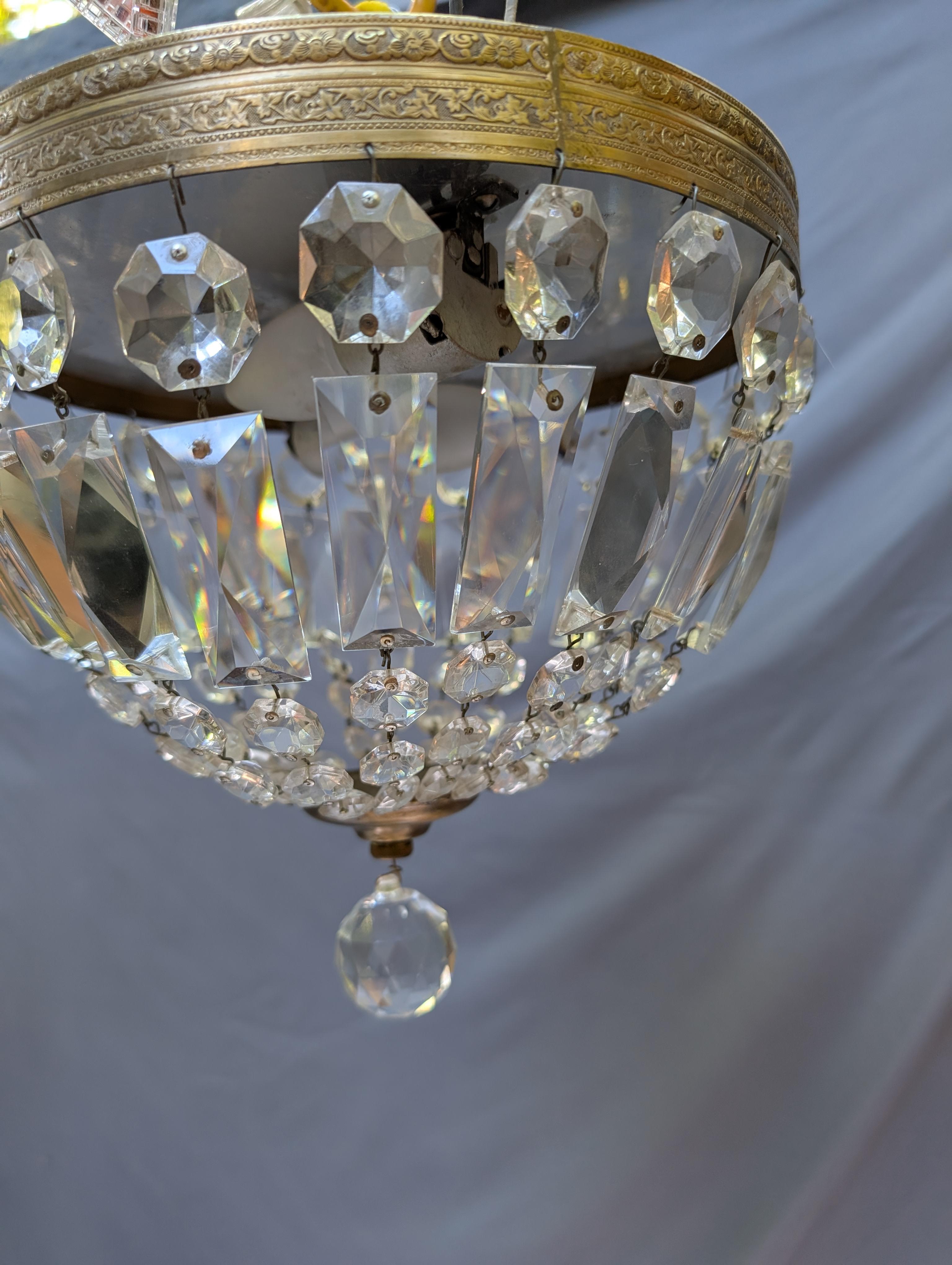 Luminaire affleurant en laiton et cristal en vente 8